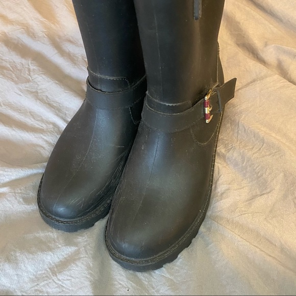 Black Tommy Hilfiger Buckle Rain Boots - Picture 5 of 6